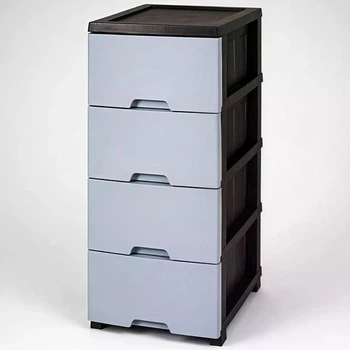 Пластиковий комод Neo сірий на 4 яруси 87 × 45 × 35 см