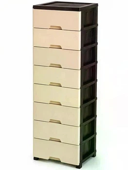Пластиковий комод Neo бежевий на 8 ярусів 171 × 45 × 35 см