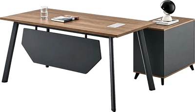 Комп'ютерний стіл OfficePro PG-F20B-16B 75х160 см з тумбочкою Медовий дуб + Темно-сріий