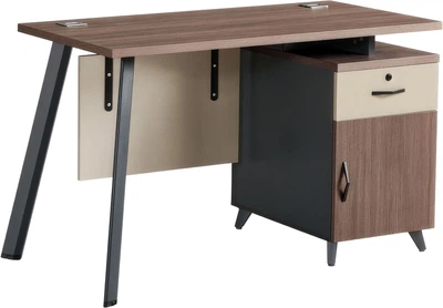 Комп'ютерний стіл OfficePro PG-F20B-12A-14 60х140 см з тумбочкою Медовий дуб + Темно-сріий