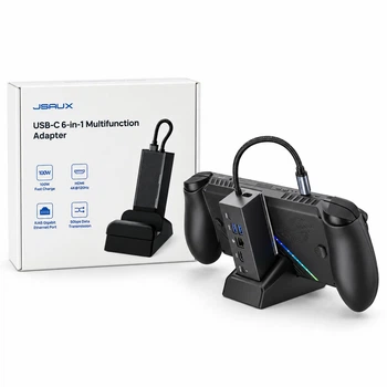 Док-станция USB-C хаб JSAUX 6в1 для Steam Deck, ASUS ROG Ally, ROG Xbox Ally X, Lenovo Legion Go, Go 2, Go S, HDMI 2.1, Ethernet