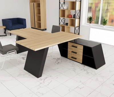 Стіл керівника з приставкою-брифінгом Mister Loft Денвер WOOD 160*80 Масив ясену - Білий