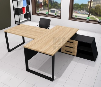 Стіл керівника з приставкою-брифінгом Mister Loft Ліон WOOD 160*80 Масив ясену - Чорний