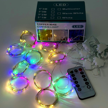 Гірлянда Водоспад 300Led 3 м на мідному дроті USB з пультом різнобарвний