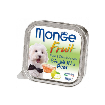 Консерва Monge Dog FRUIT лосось з грушею Повнораційний корм для собак Паштет з лососем та грушею. 100 г