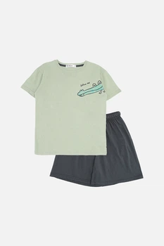 Піжама з шортами для хлопчика YUKI оливковий 146 ЦБ-00278282
