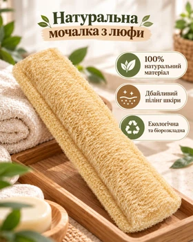 Натуральная мочалка из люфы / растительная губка для душа и массажа / эко-мочалка для тела и быта