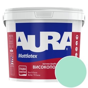 Краска интерьерная моющаяся Aura Mattlatex NOVA X078 (светло-изумрудный) матовая 5 л