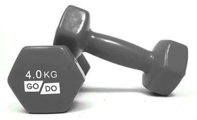 Гантелі для фітнесу з вініловим покриттям GoDo 2 шт по 4 кг Сірі GD-4.0GREY