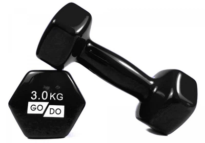 Гантель для фітнесу з вініловим покриттям 2шт GoDo чорні GD-3.0BK