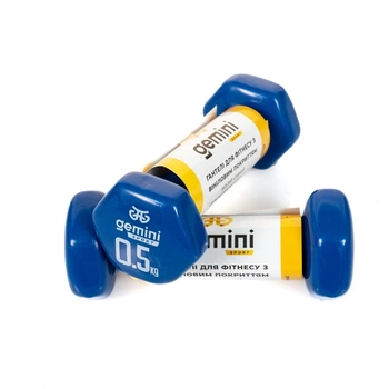 Гантелі Gemini Sport для фітнесу з вініловим покриттям 2шт по 0.5кг сині GSD-0.5BL