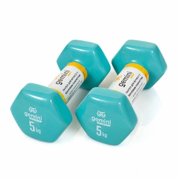 Гантелі для фітнесу Gemini Sport з вініловим покриттям 2×5 кг бірюзові GSD-5.0CYAN