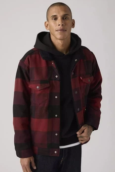 Чоловіча джинсова куртка Levi's 54(2XL) Чорно-червоний (159367)