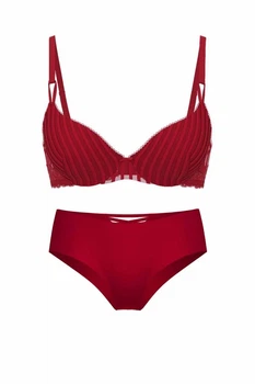 Комплект білизни: бюстгальтер push-up і трусики-шортики Victoria's Secret 85D/XL Бордовий (152840)