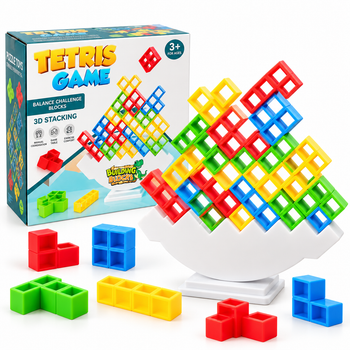 Настільна гра-балансир Tetris Game «Балансуюча вежа», 32 деталі, різнокольорові блоки, 3+