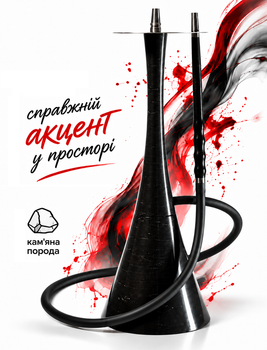Кальян Roden Black чорний з кам'яної породи Роден 60см з нержавіючої сталі 15мм шахта з дифузором