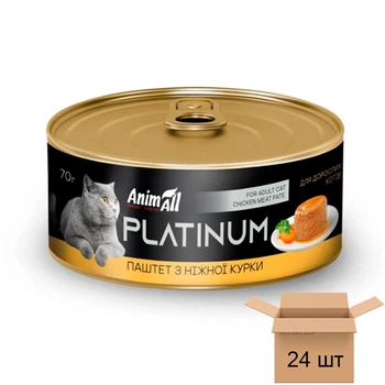 AnimAll Platinum Вологий корм для котів, паштет із куркою, 70 грамів — 24 шт 180 480-24sht