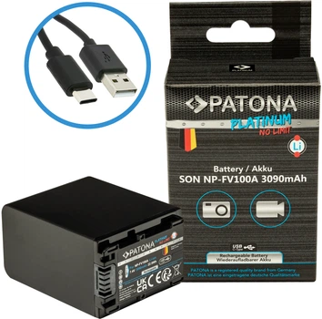 Акумулятор PATONA Platinum NP-FV100 USB-C для Sony FDR-AX40 FDR-AX45 FDR-CX680 NEX-VG30 (4055655238762)