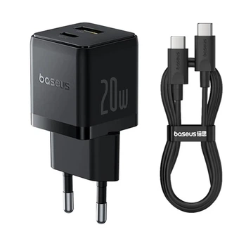 СЗУ Baseus Palm Fast Charger PD20W+QC3.0 (1USB-A/1C) + кабель Type-C to Type-C (P10111608) Cluster Black