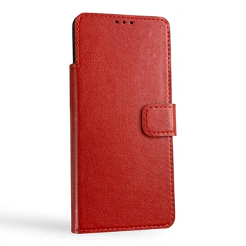 Чехол-книжка для ZTE Blade A76 красная (натуральная кожа, магнитный хлястик, подставка)