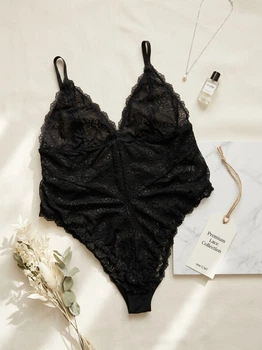 Черное кружевное женское боди Matalan р. XL