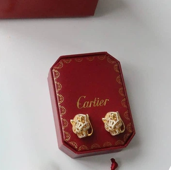 Сережки Cartier золотисті Картьє Голова пантери (211)