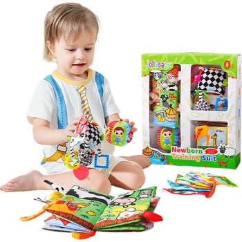 Подарочный набор для раннего развития Jollybaby Baby Cloth Book Early Education Toy Gift Box для детей от 0 до 1 года, подарок в стиле «Полнолуние», набор для обучения новорожденных.