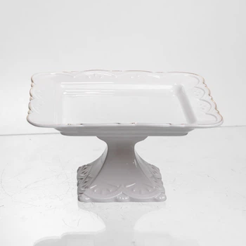 Тортовница фруктовница фарфоровая квадратная подставка для торта на ножке White Square 15х15 см тарелка конфетница ваза подставка для торта капкейков десертов пирожных фруктов конфет Белый