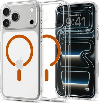 Etui plecki Spigen Ultra Hybrid MagSafe Case do Apple iPhone 18 Pro /17 Pro Transparent Orange (ACS12159)