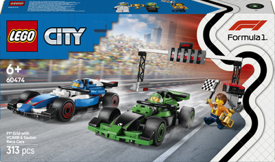 Zestaw klocków LEGO City Padok F1 z bolidami VCARB i Sauber 313 elementów (60474)