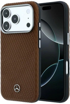 Чохол для смартфона Apple iPhone 17 Pro / 18 Pro Mercedes Leather Semi Wrap Wood Effect MagSafe Camel (Mer008905)
