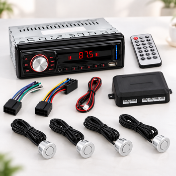 Автомагнітола 1047P 1DIN MP3 з парктроніком на 4 датчики чорна (224-1047P)