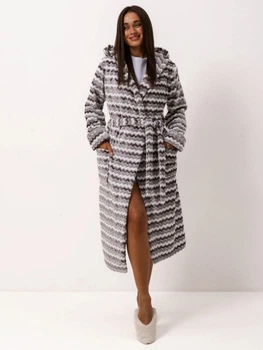 Халат женский из велсофту теплый с капюшоном зимний BARWA garments 0227/1 S Серый (2110022711100)