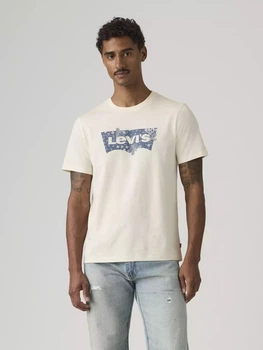 Футболка хлопковая длинная мужская Levi`s 705708067 M Молочная с принтом (1162901732)