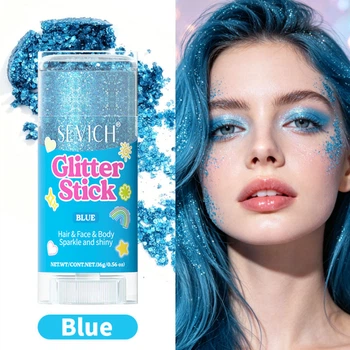 SEVICH Glitter Stick Blue 16 г Блеск-стик глиттер-хайлайтер для лица, тела и волос Севич Синий
