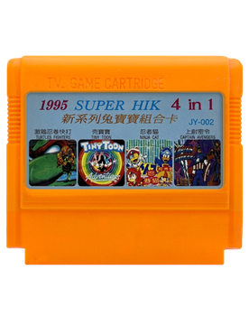 Сборник Игр RMC Famicom Dendy 4 in 1 JY-002 TMNT 4, Tiny Toon 1, Captain America Avengers, Ninja Cat 90х TV Game Английская Версия Только Картридж Б/У