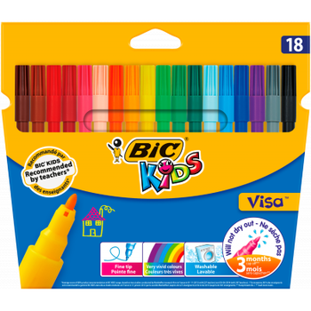 Фломастери Bic Kids Visa 880, 18 кольорів