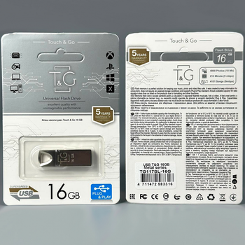 USB флешка 16Гб USB2.0 накопитель информации T&G Metal 117