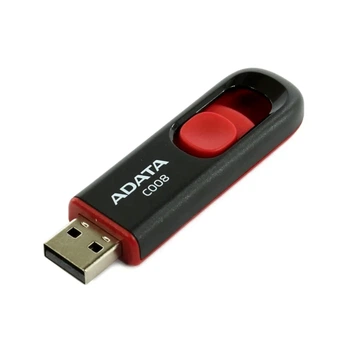 Флеш-накопитель ADATA C008 64GB USB 2.0 слайдер Черный с красным (AC008-64G-RKD)