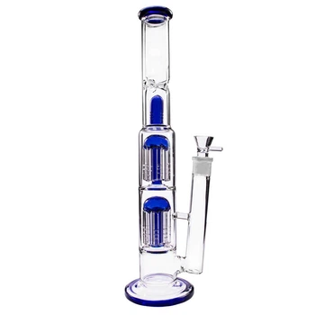 Стеклянный бонг для курения Pushka bomba 38 см Blue с 2 tree перколяторами
