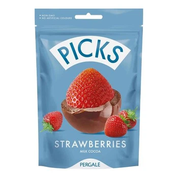 Cублімована полуниця в молочному шоколаді Pergalė Picks Strawberry Milk Chocolate 90 грам