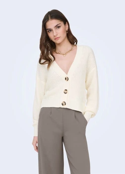 Кардиган жіночий Oversize в'язаний укорочений на гудзиках Only Молочний 18806 M (укр 44-46)