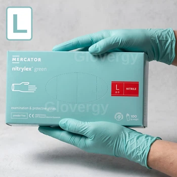 Перчатки нитриловые, Nitrylex Green, мятного цвета, размер L, 100 шт.