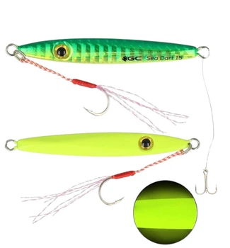 Пилькер Golden Catch SEA DART 212 Glow 15g с поводком и тройником для ловли саргана, ставриды, луфаря, жереха, судака