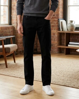 Мужские черные джинсы Marks & Spencer р. 38/35 Straight Fit 360 Flex Super Stretch
