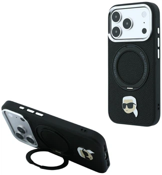 Чохол для смартфона Apple iPhone 17 Pro Max / 18 Pro Max Karl Lagerfeld with Ring Stand 360 Karl Head Pin MagSafe Black (KF003234)