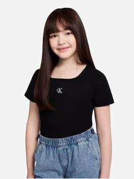 Детская футболка для девочек Calvin Klein 158684846 128 см Черная (1159854963)