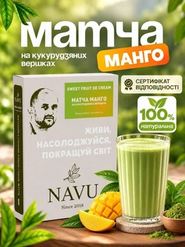 Зеленый чай матча латте манго молочный коктейль фруктовый милкшейк Navu натуральный на кукурузных сливках без сахара 100 г