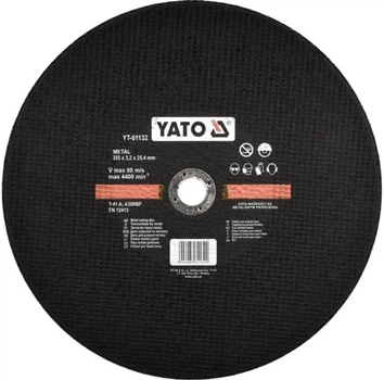 Диск отрезной по металлу Yato Ø= 355 x 25.4 мм, h= 3.2 мм до YT-82180 [25] (5906083611322)