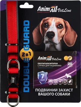Комплект нашийник з протипаразитарною стрічкою AnimAll VetLine Double Guard 20 мм 320-400 мм Червоний